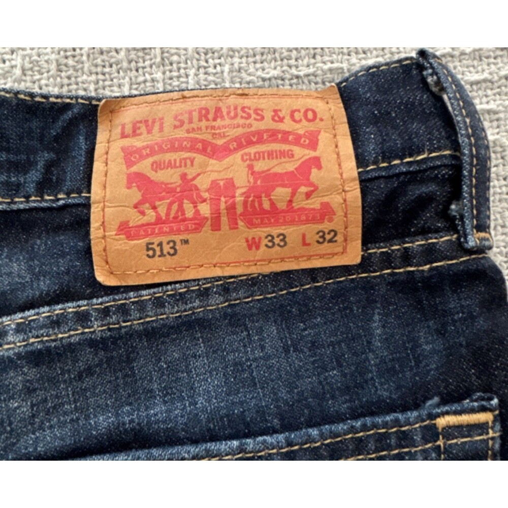 Levi's 513 Men's Slim Fit Mid Rise Dark Wash Straight Leg Jeans Zip - Great Fade